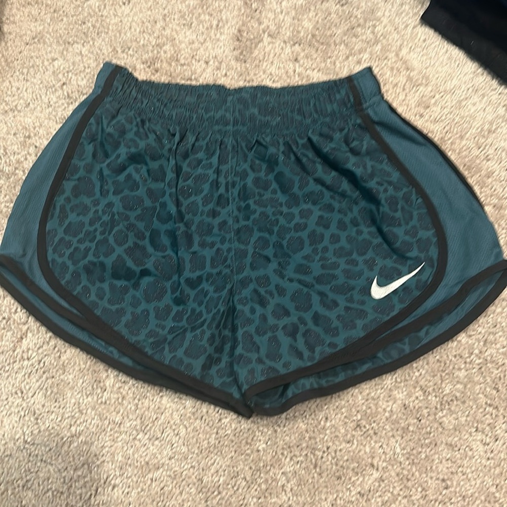 Nike athletic shorts size, small leopard, green, black and glitter